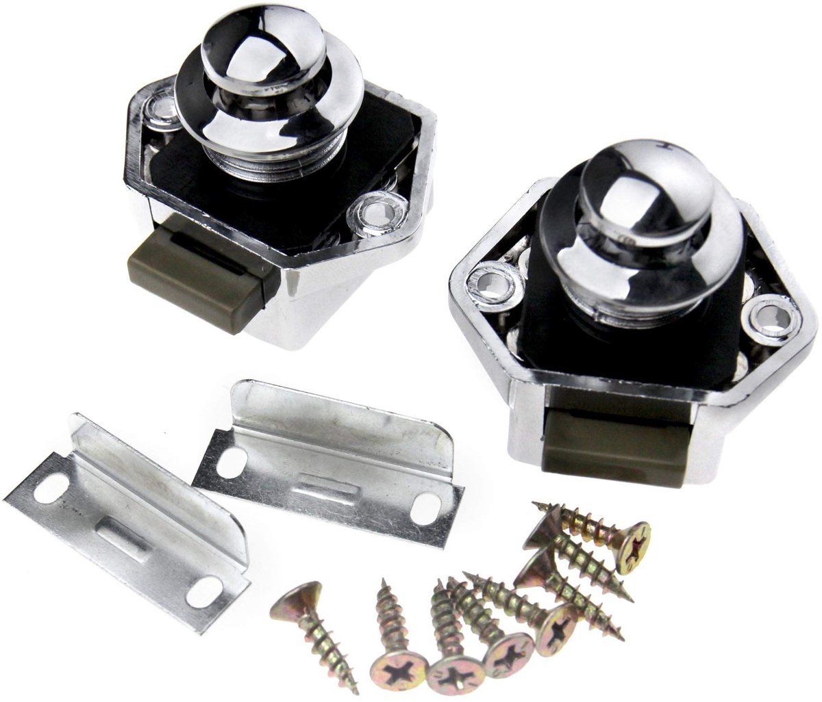 2 x Chrome Push Button Catch Door Lock 17-25mm for Boat Horse Box Camper Van