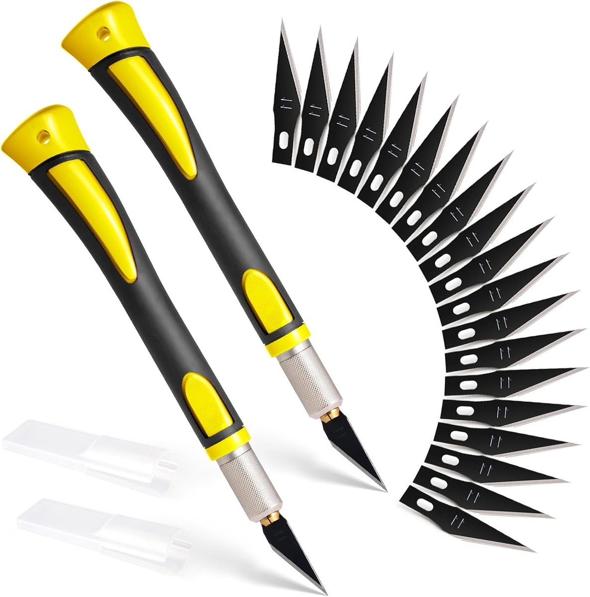 SnelShoppen - Set van 2 Scalpel Knives, Professionele Craft Knives, Inclusief 20 Vervangende Bladen en Beschermkap, Ergonomisch Ontwerp, Voor Papier,