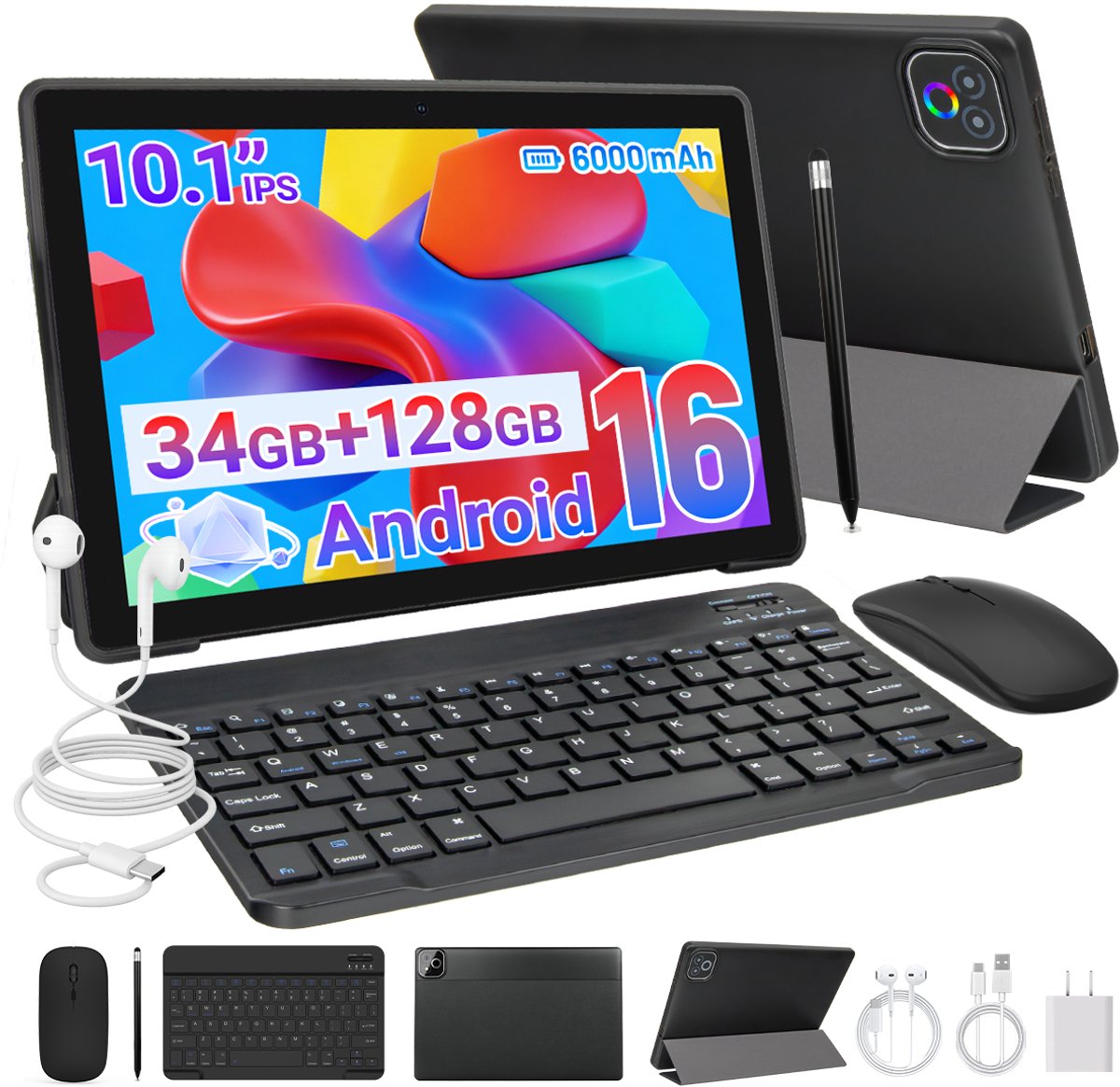 Tablet X6L - 10.1 inch Tablet met toetsenbord en pen- 34GB RAM(6G+28GB) - 128GB - WiFi6 - Zwart