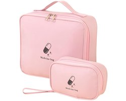 Medicijnorganizer – 2 stuks – Medische Noodset – Lege EHBO-set – EHBO-set voor thuis – Reisdoosje voor pillen – Medicijndoos – Draagbare medicijnopberger – Opbergtasje – Medicijnorganizer voor outdoor en reizen – 25 x 19 x 22 cm + 17 x 6 x 11 cm