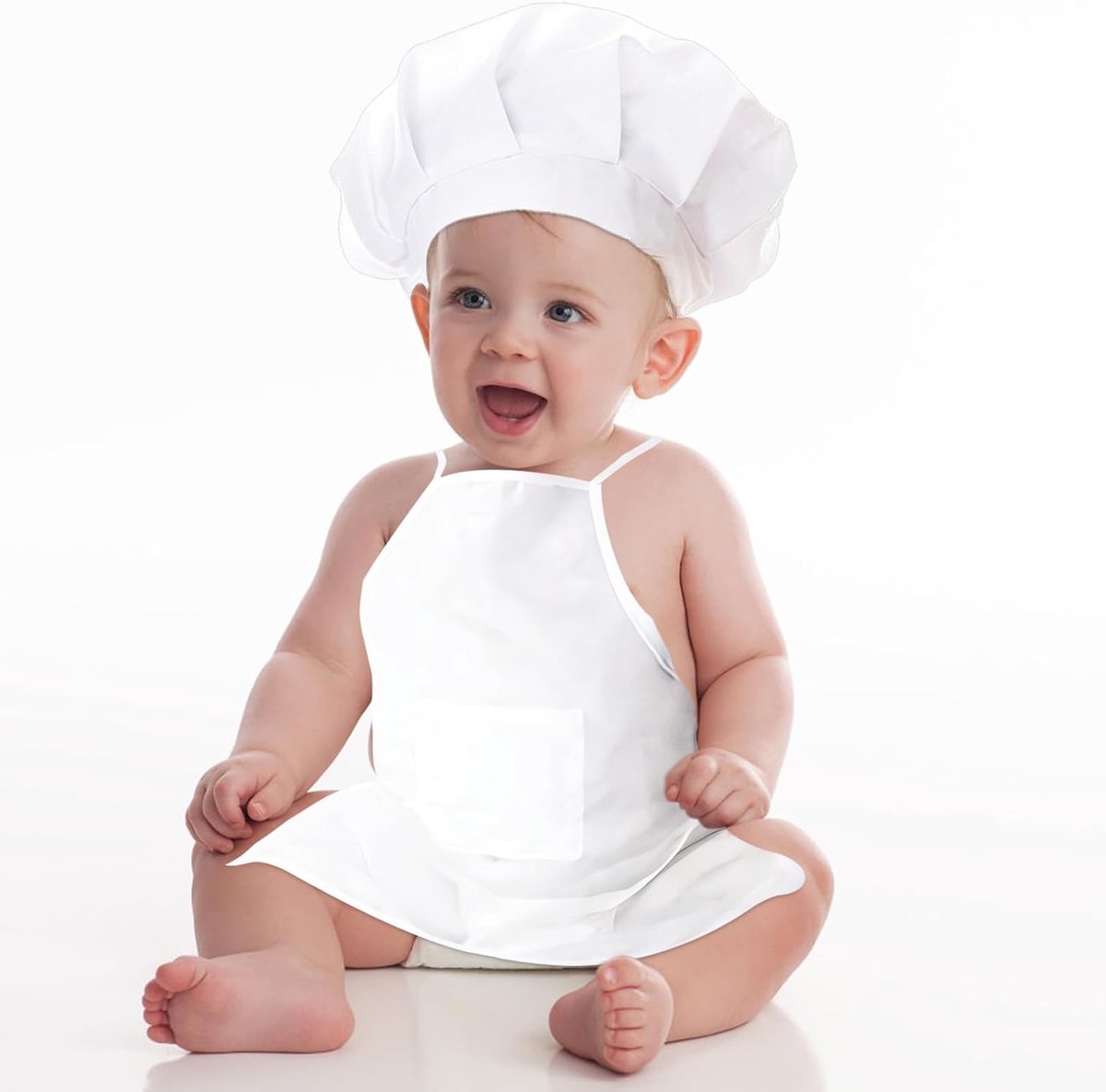 2-delige Katoenen Kookoutfit voor Pasgeborenfotografie - Babykokschortje en Koksmutsje