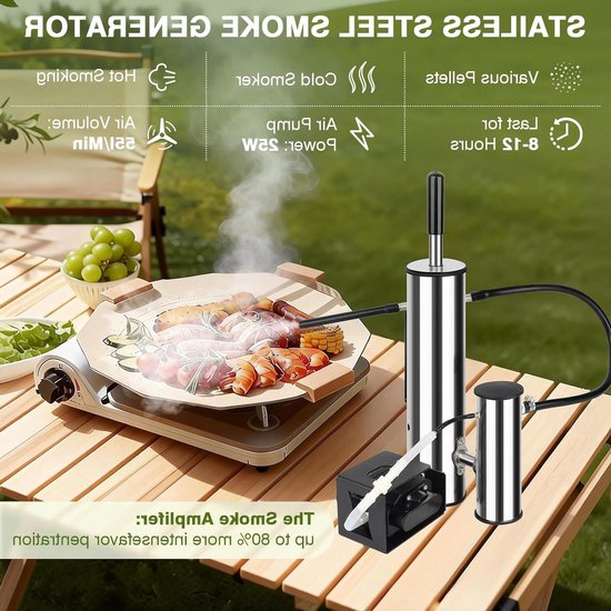 Upgrade RVS Koud Rookgenerator voor Rookovens met Pomp - Ideaal voor BBQ en Roken van Vlees, Vis en Kaas — afbeelding 5