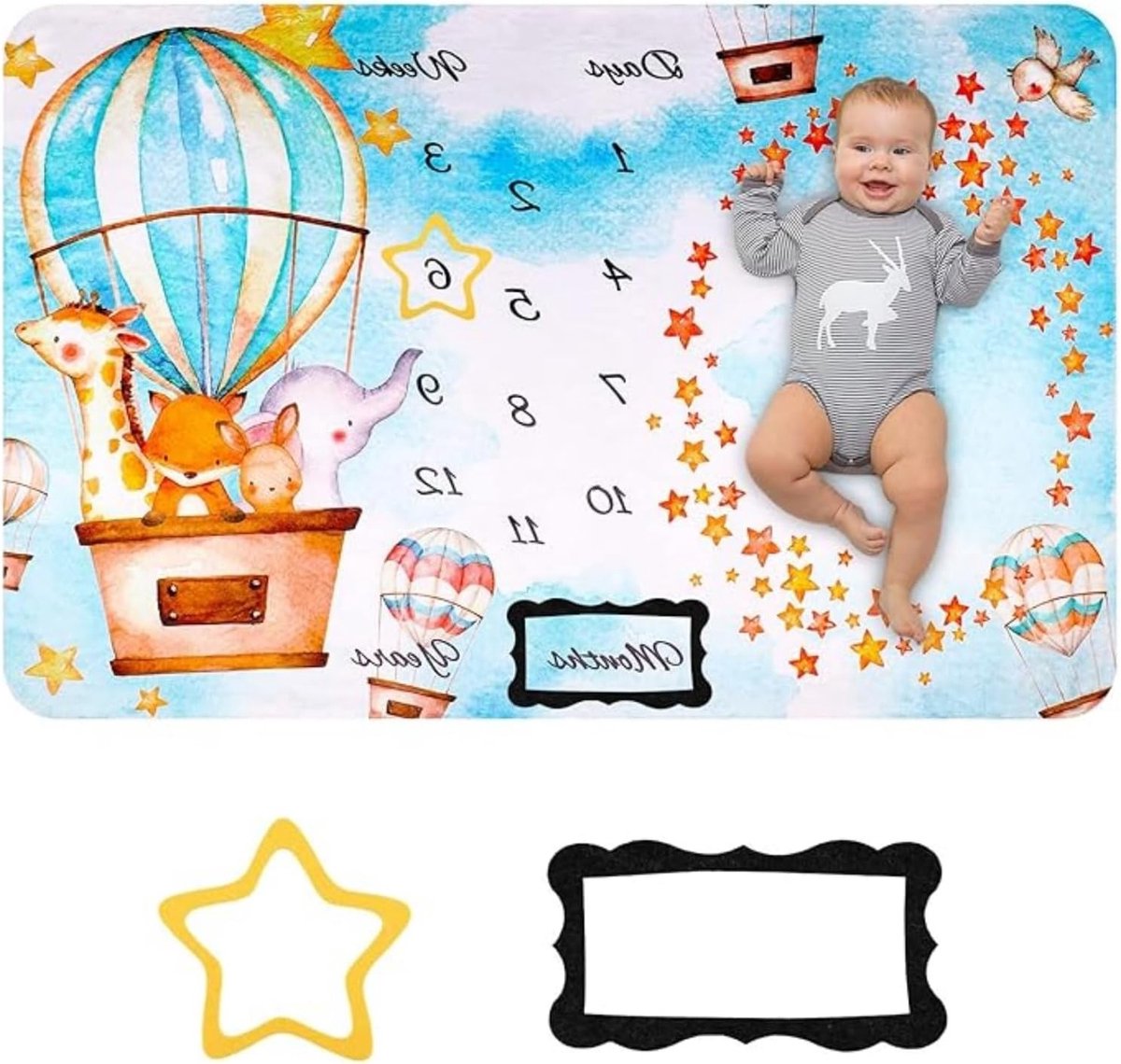 Maandelijkse Dekentje voor Jongens en Meisjes, Mijlpaaldeken voor Foto's, Zacht en Dikke Dekens, Perfecte Cadeaus voor Moeders en Kinderen, Groot Formaat (100 x 150 cm)