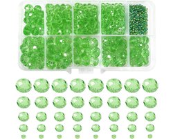 1000 Stuks Kristallen Glazen Kralen in Diverse Maten voor Sieraden Maken, DIY Armbanden en Kettingen, Groene Kralen voor Handwerk