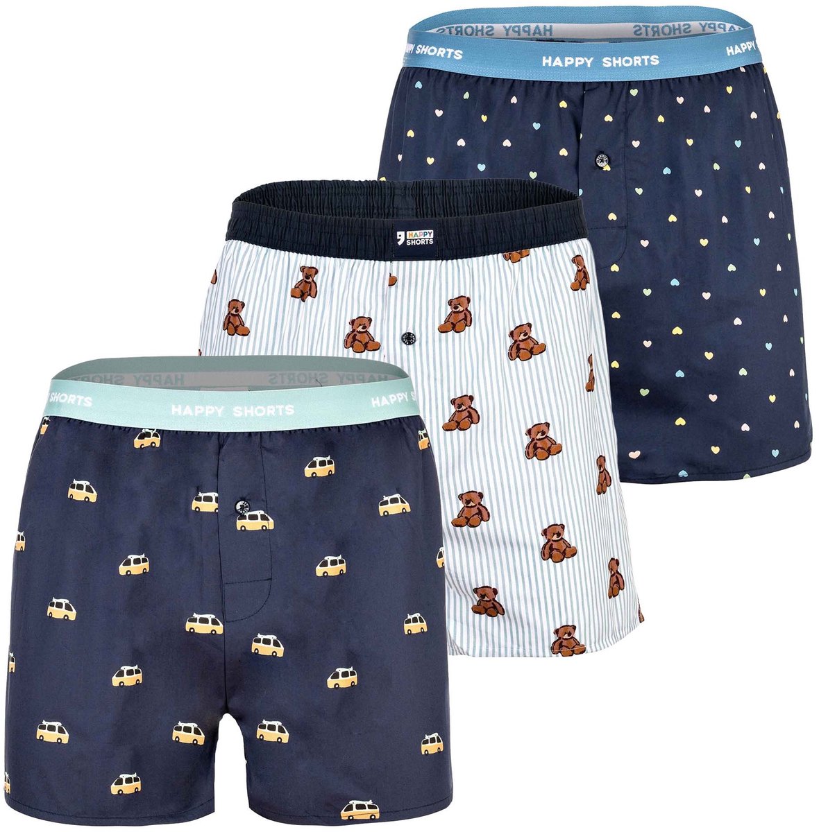 Happy Shorts Geweven boxershorts American Boxershorts Set van 3