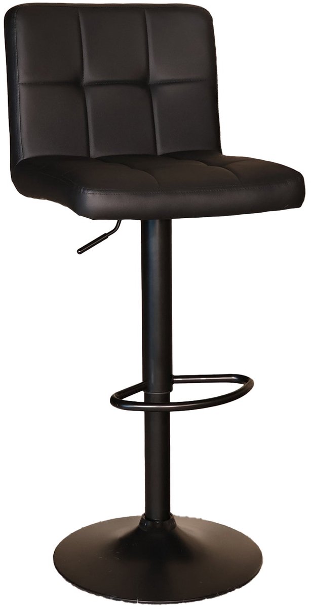 SET DEAL: 2 stuks Barkruk Anel met rugleuning: zwart leder met zwart onderstel barstoel