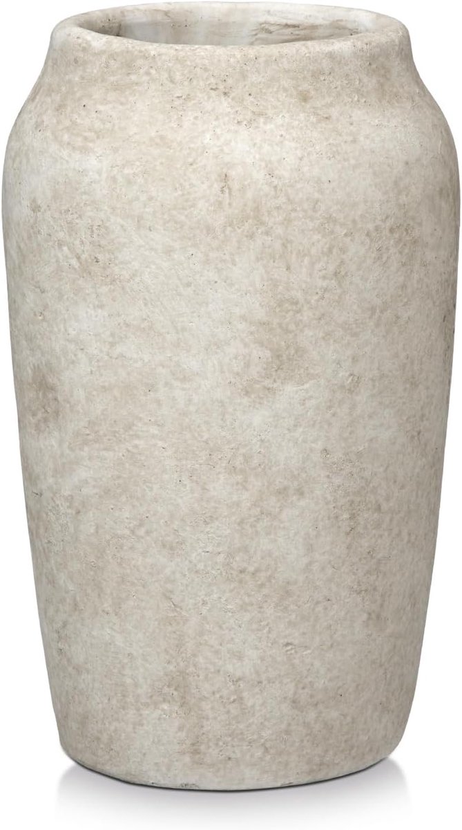 Hoge rustieke vaas voor bloemen - 23cm cement vaas - 4.3 inch opening - grote Verdigris va