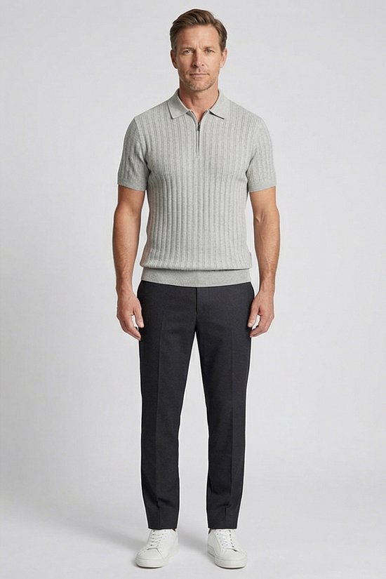 Baileys – Heren – Poloshirt – Rits – Korte mouwen - knitted – Polo – Grijs – 615771-945
