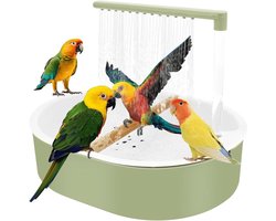 Papegaaiendouche, automatische circulatiefontein voor vogels met kraan, stille pomp en USB-oplaadfunctie, accessoires voor kaketoekooien, benodigdheden voor grasparkieten