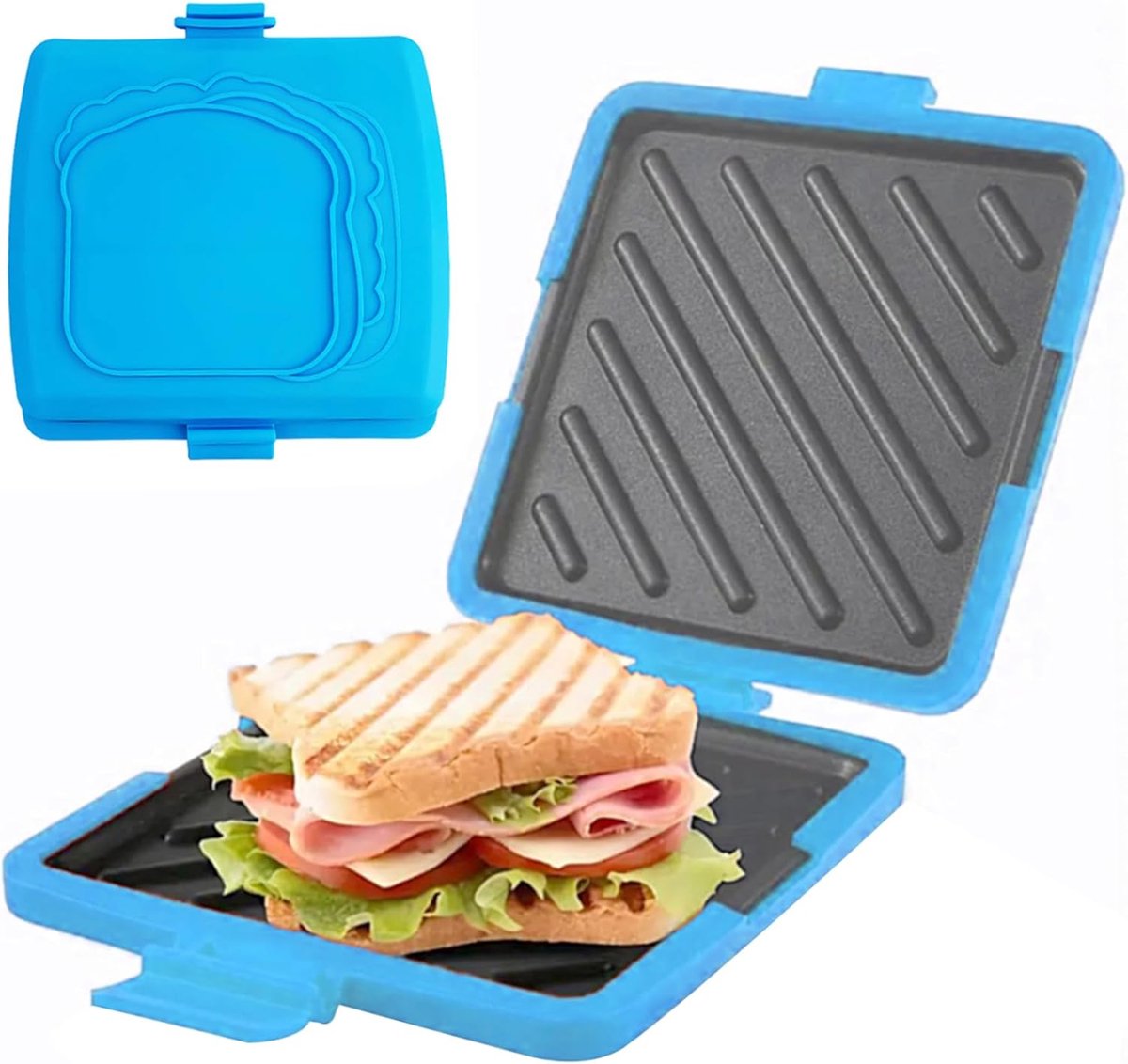 Sandwichmaker - Magnetron-toaster - Voor gebruik in de magnetron - Geen elektriciteit nodig, herbruikbaar - Blauw