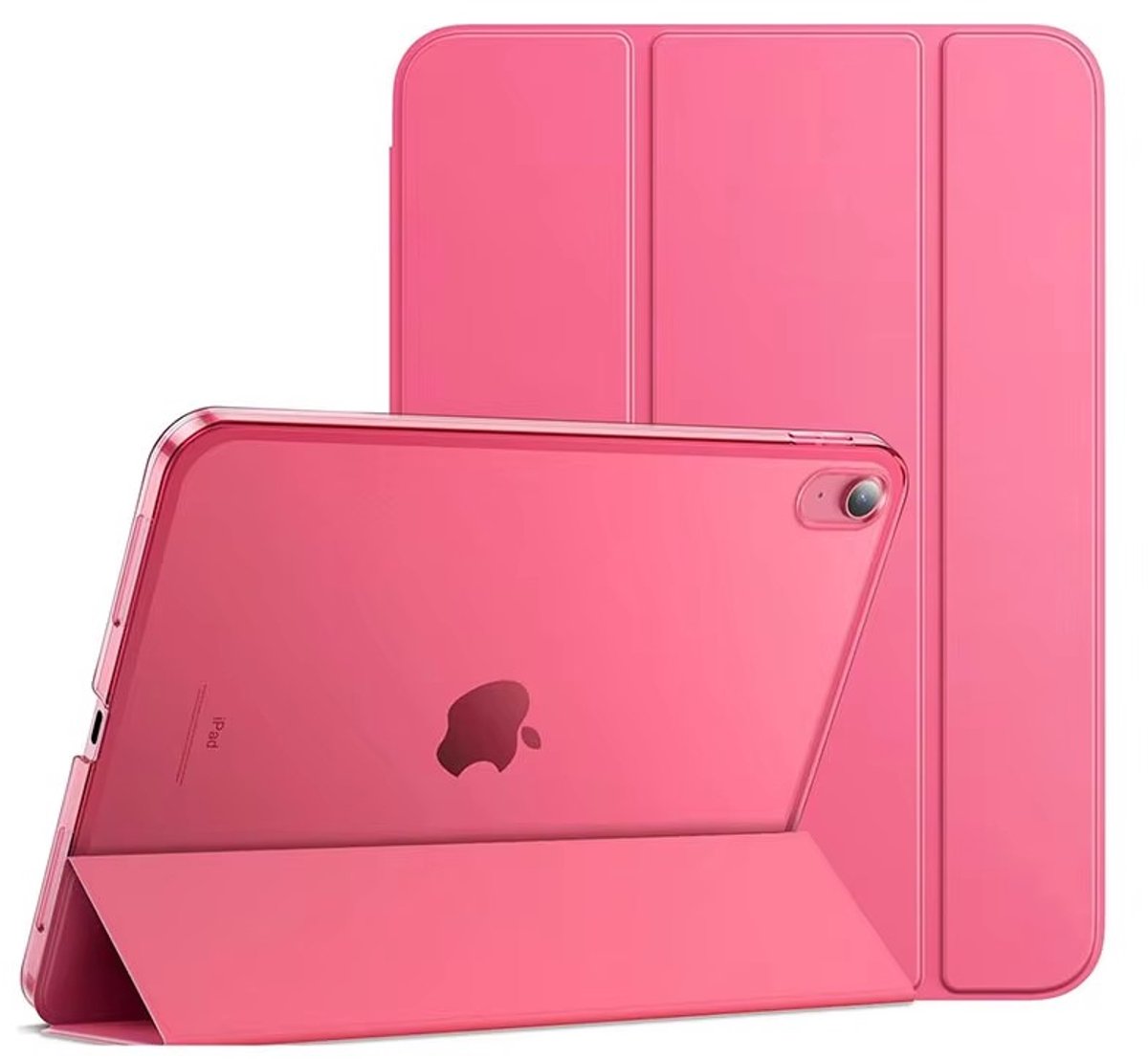 IYUPP Tablet Hoes Geschikt voor iPad 11 2025 A16 / iPad 10 2022 10.9 inch Hoesje - Trifold Bookcase - Auto Sleep/Wake - Hard Back - Donker Roze