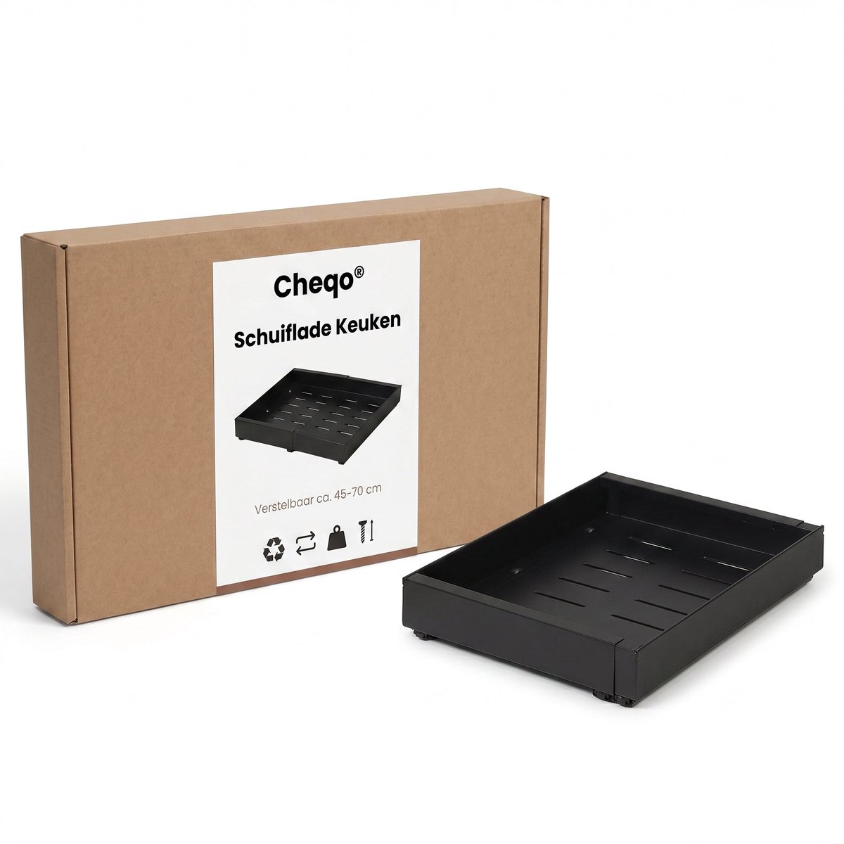 Cheqo® Schuiflade Keukenkast - Keukenkast Organizer - Uittrekbare Lade - Verstelbaar en Telescopisch - Gootsteenkast Organizer - Binnenlade Keuken - Keukenlade - Kast Organizer met Uitschuifbare Lade - Zonder Boren - Aanrecht en Lade Organizer — cadeau in Cadeau-ideeën - foto 4