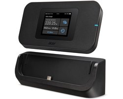 Acer Connect M4D - Portable Mifi Router - Mobiele Hotspot - 5G - WiFi 6 - Dual-band – Tri-SIM – SIM – Virtual SIM – eSIM - inclusief 1 GB - tot 16 apparaten - met dock - ideaal voor onderweg of op de camping