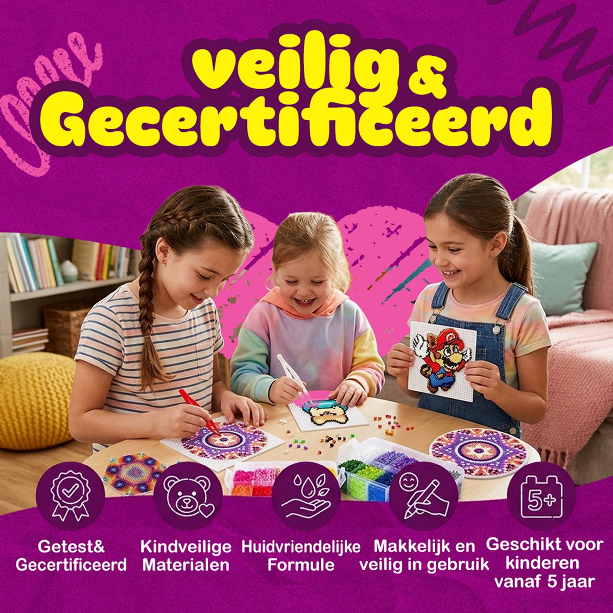 Bolke Strijkkralen Set - 23.000 Stuks - 22 Kleuren - 116 Patronen - Strijkparels met Grondplaten 5mm — afbeelding 2