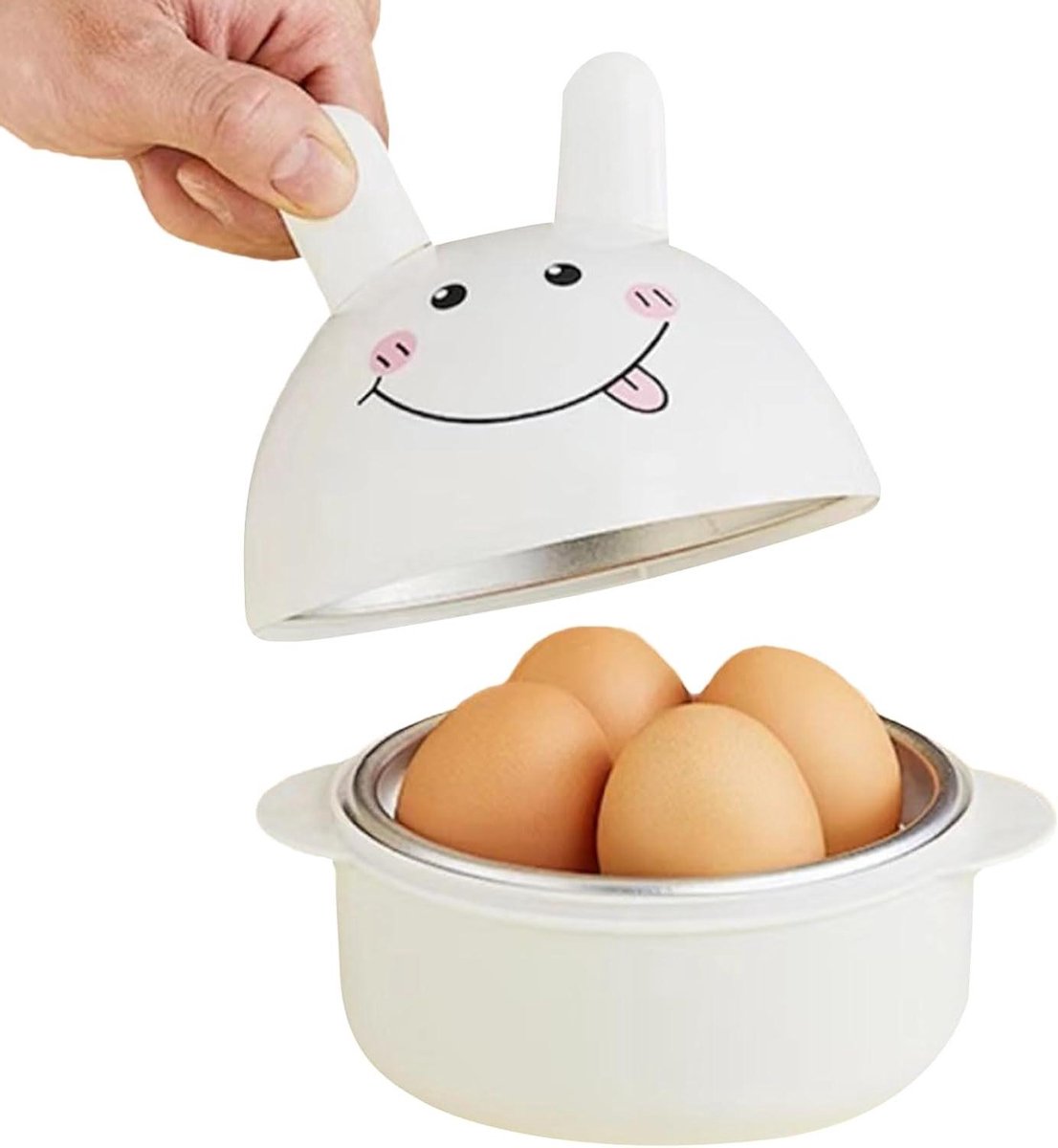 Magnetron Eierkoker - Eierstroper Stoom - Ontbijt Bereiden - Anti-kraken Koken - 16x14 cm - Wit