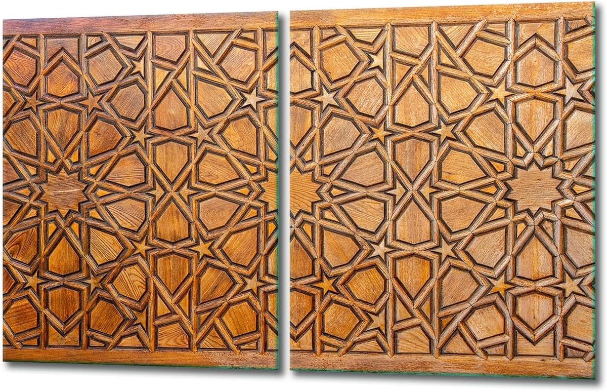 Kookplaat Afdekplaten Glasplaat Set Keuken Beschermen Multifunctioneel Gebruik 2x 40x52 cm Hout Patroon