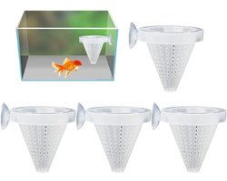 Aquarium Voederbekers - Voer Mandjes - Vis Voeren - Verwijderbaar Ontwerp - 4 Stuks - Wit
