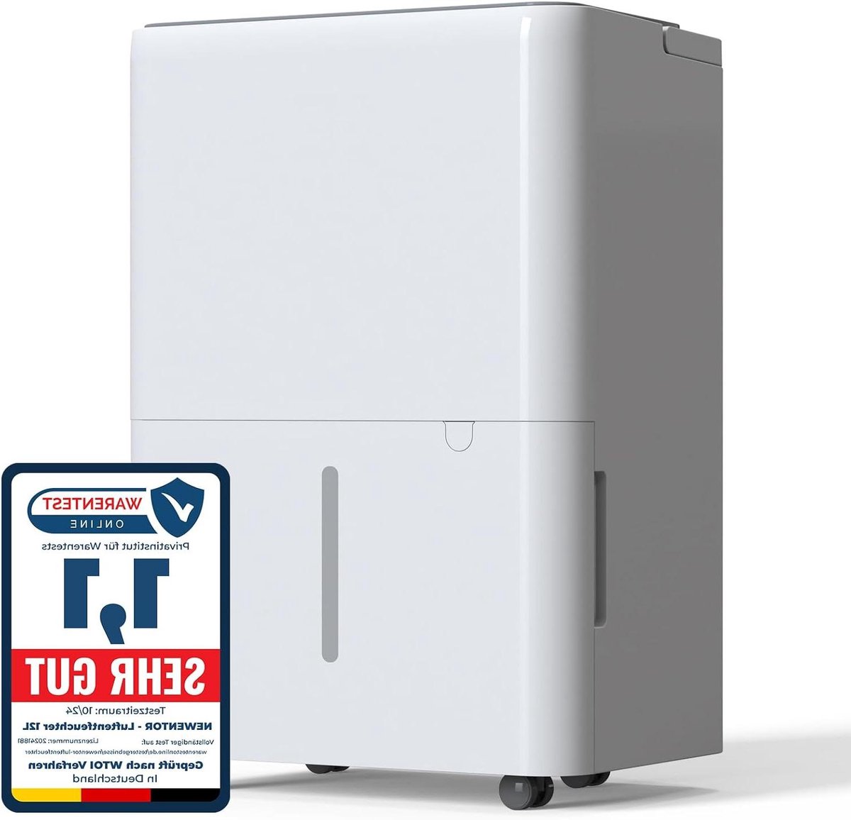Luchtontvochtiger Elektrisch - Kelder Ontvochtiger - Vochtige Ruimte - Stil 35 dB - 12 Liter Dag - Wit