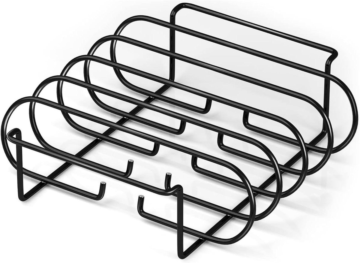 Non-stick Rib Rack - Grill Houder - BBQ Koken - Ruimtebesparend Ontwerp - 30 x 25 cm - Zilver