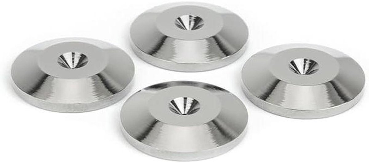 Spike Washers - Onderzetters Apparatuur - Bescherming Apparatuur - Inclusief Viltstickers - Set van 4 - Zilver