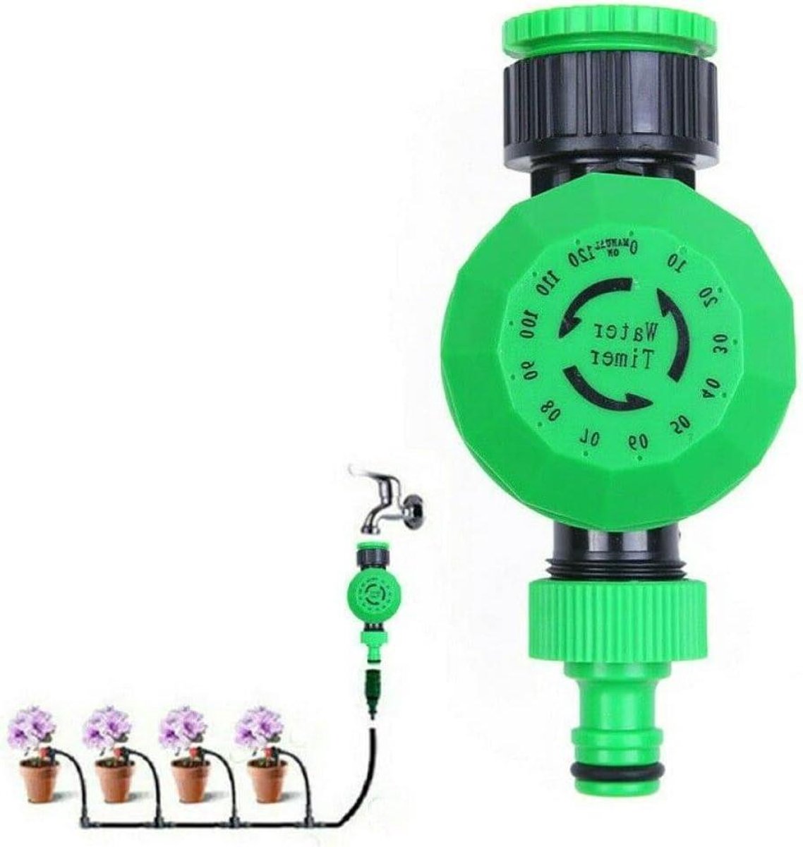Automatische Tuinirrigatie - Water Timer - Planten Water Geven - Eenvoudige Programmering - 3/4 Inch - Groen