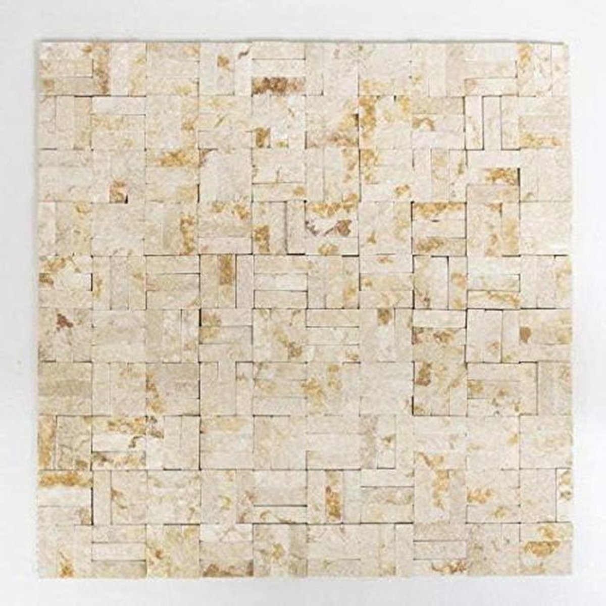 Mozaïektegel Marmer - Natuursteen Parket - Wanddecoratie Binnen - Splitface 3D Effect - 30x30 cm - Sunny Beige