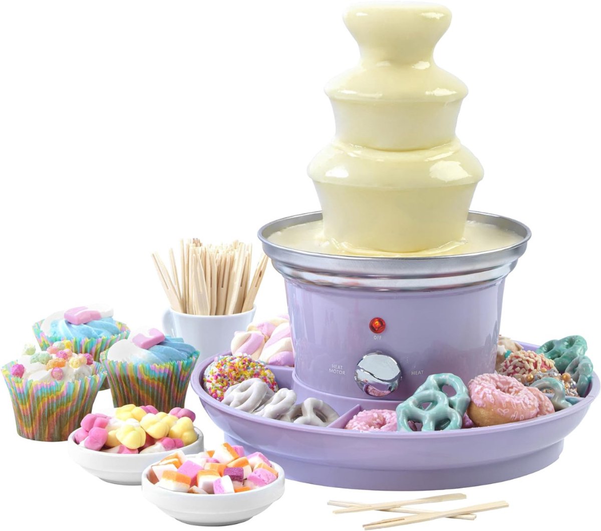 YOR® Chocoladefontein - Chocolade fontein - Chocolade druppels - Paars - 26cm x 26cm x 28cm