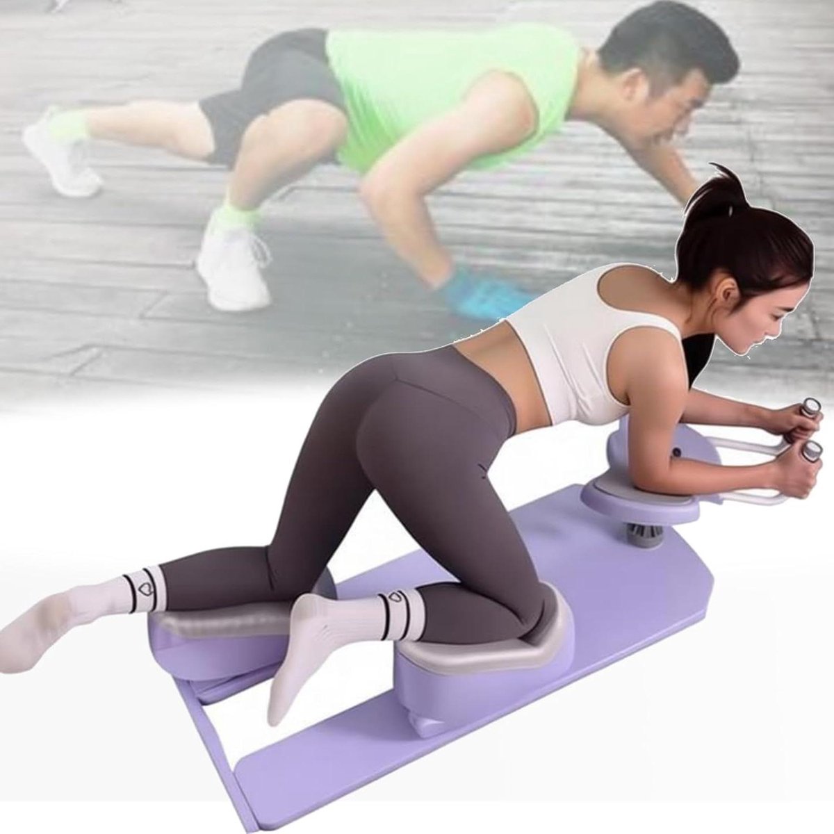 Kruiptrainingsapparaat - Rugtrainer Core Trainer - Wervelkolom Strekken - 3 Hoogte-instellingen - 70 cm Bewegingsbereik - Paars