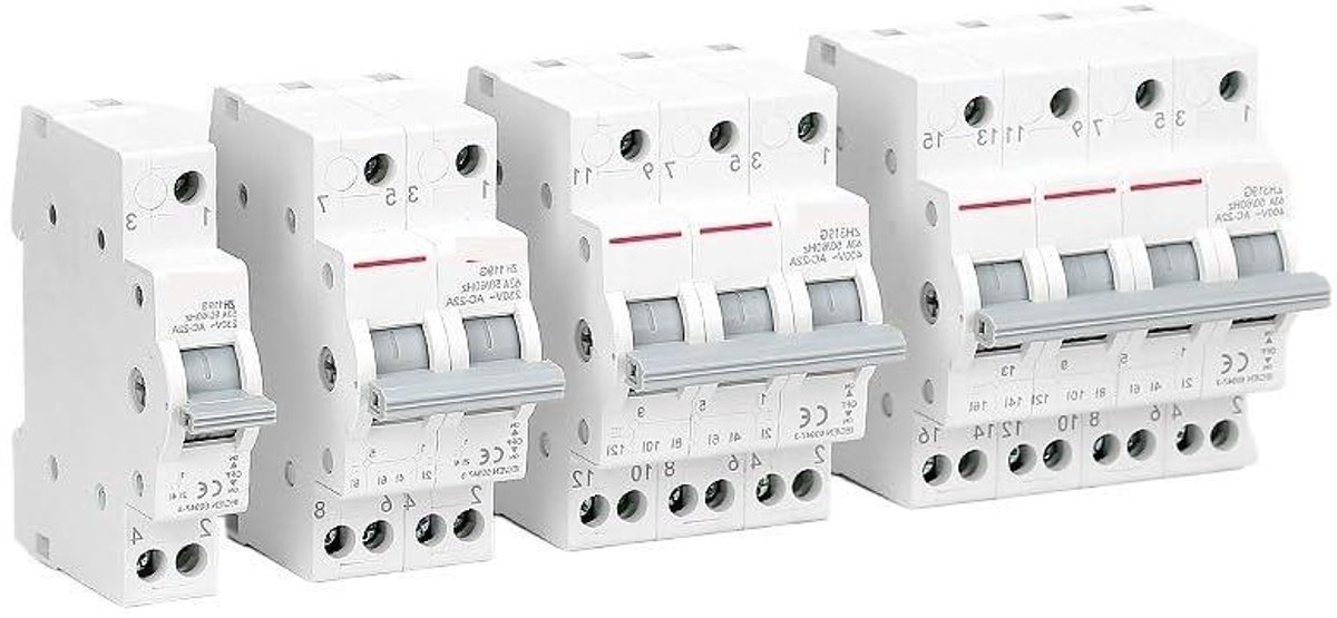Schakelaar Dubbel Vermogen - Stroomonderbreker - Elektrische Installaties - DIN-rail Montage - 63A - Grijs