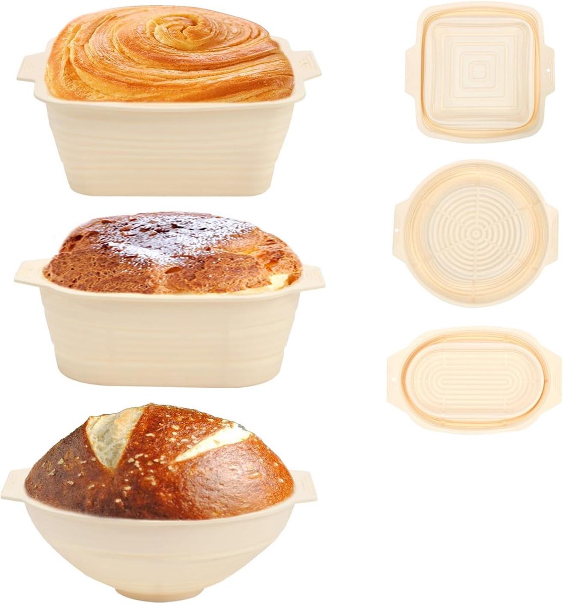 Brood Manden - Rijsmanden - Brood Bakken - Set van 3 - 3 stuks - Zwart