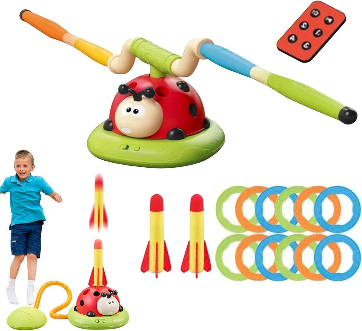 Toss Ring Speelgoed - Ladybug Spel - Actief Spelen - Afstandsbediening Snelheid - 27.5 cm - Multicolor