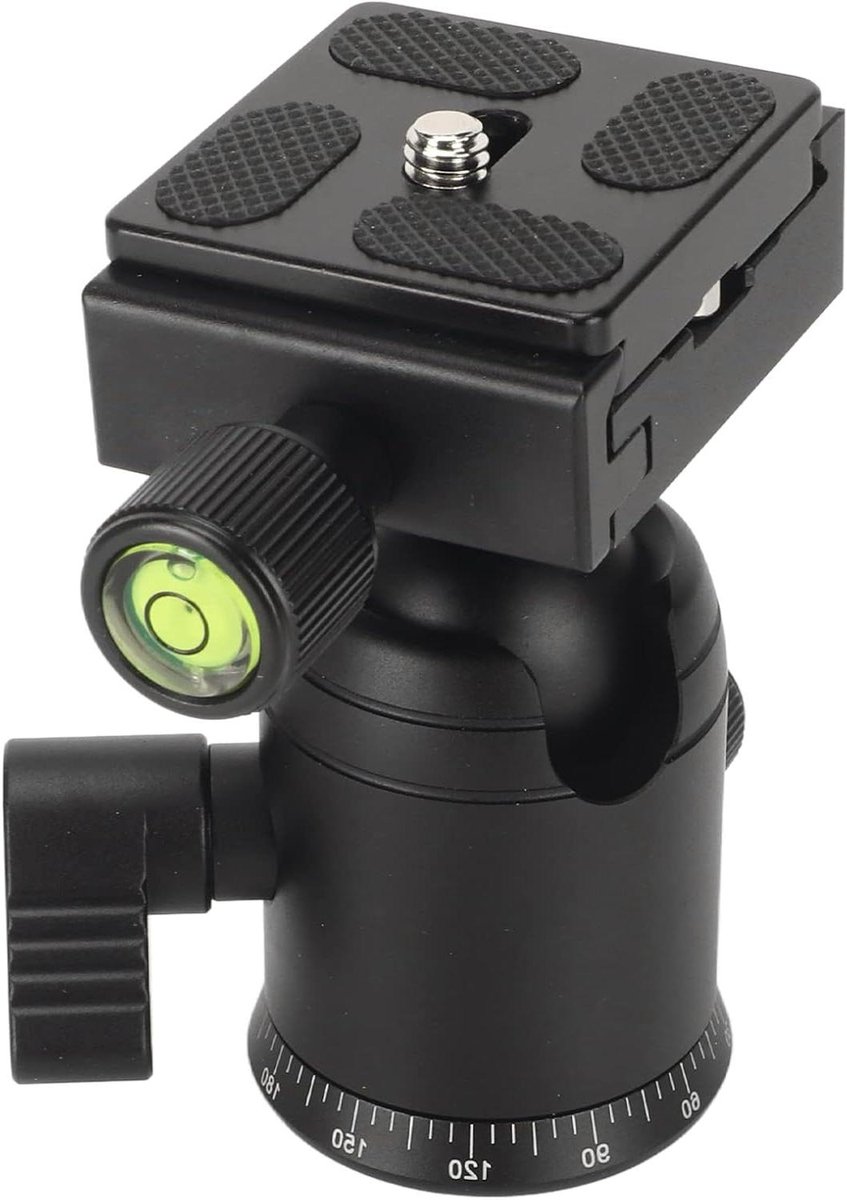 Statief Balhoofd - Draaibare Kop - Fotografie Stabiliteit - 360 Graden Rotatie - 1/4 Inch Schroef - Zwart