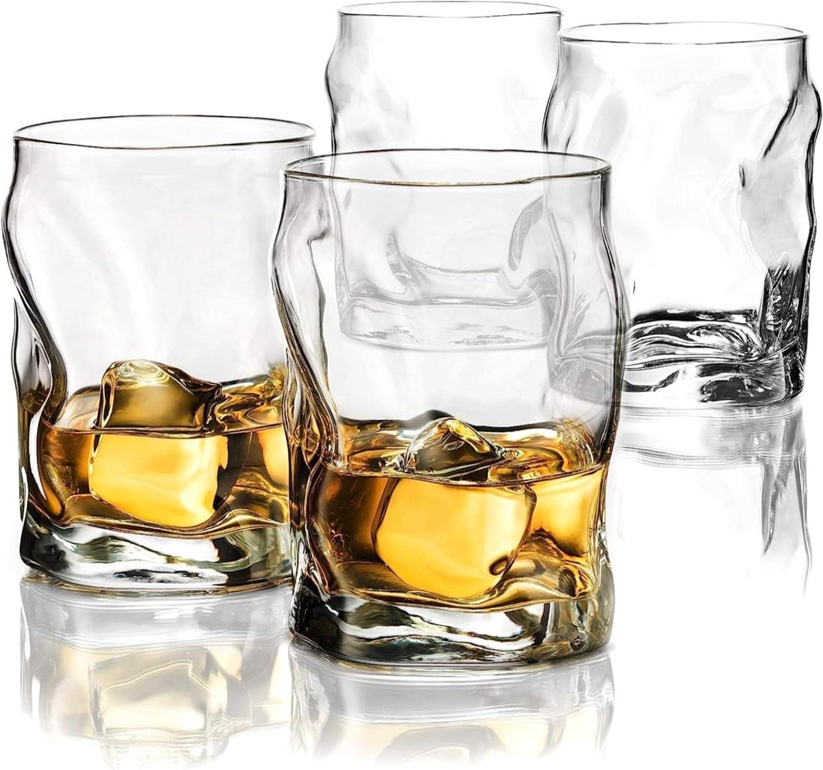 Waterglazen Set - Drinkglazen - Tafel Dekken - Uniek Italiaans Design - 4 Stuks - Transparant