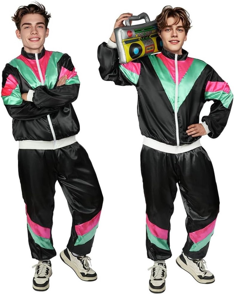 Stijlvolle retro disco kostuumset voor mannen, perfect voor rollenspellen en ravefeesten in de jaren 70 en 80, inclusief accessoires en unieke outfits