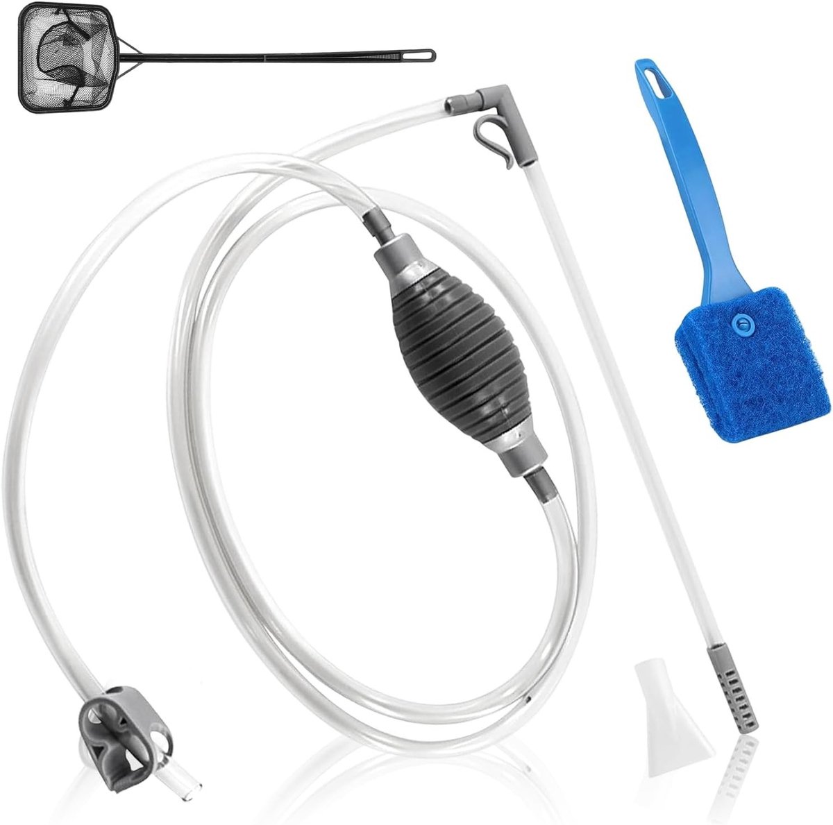 Complete Aquariumreinigingsset met molmzuiger, handpomp en accessoires voor optimale aquariumverzorging, waterverversing en zandreiniging