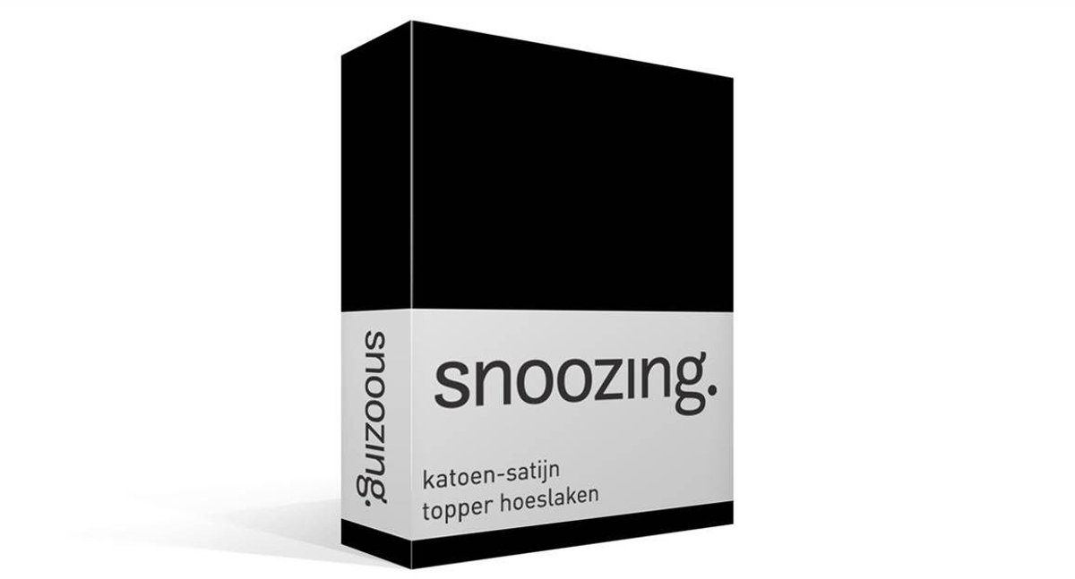 Snoozing Katoen-satijn - Topper - Hoeslaken - Eenpersoons - 70x200 cm - Zwart