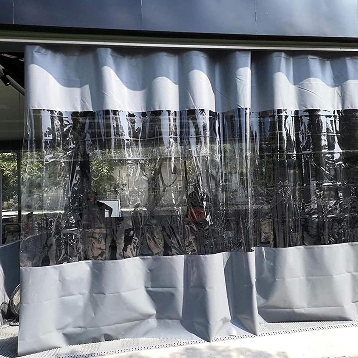 Waterdichte Zijpanelen - Transparant PVC Zeil - Buitenruimte Beschermen - Met Doorvoertules - 1.5 x 3.3 Meter - Transparant