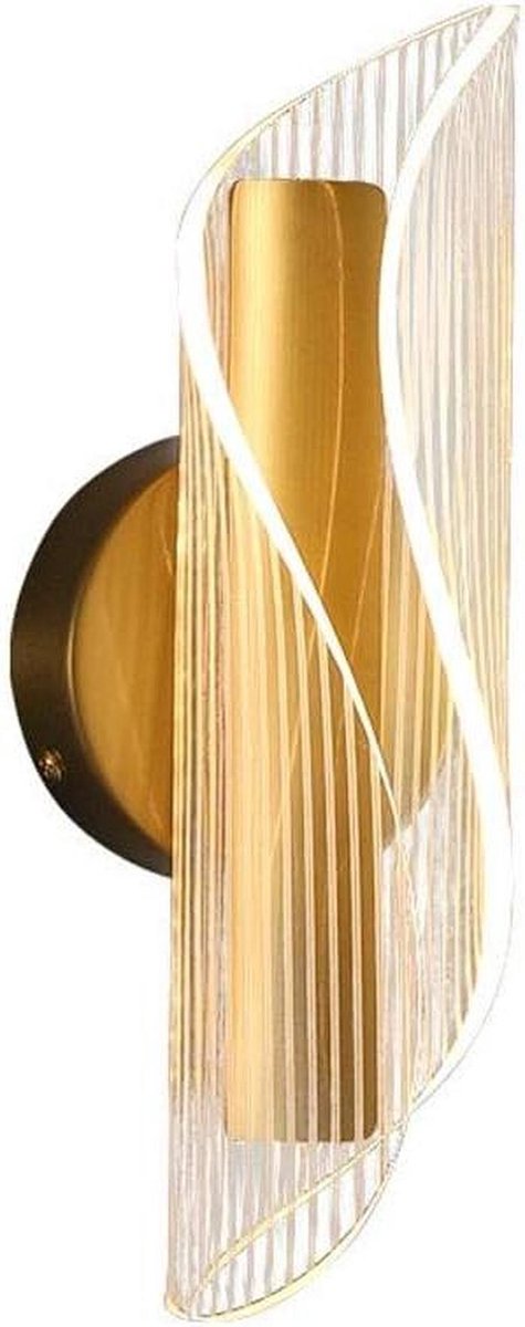 Led Wandlamp - Moderne Kap - Ruimte Verlichten - Acryl Lampenkap - 8 x 28 cm - Goud
