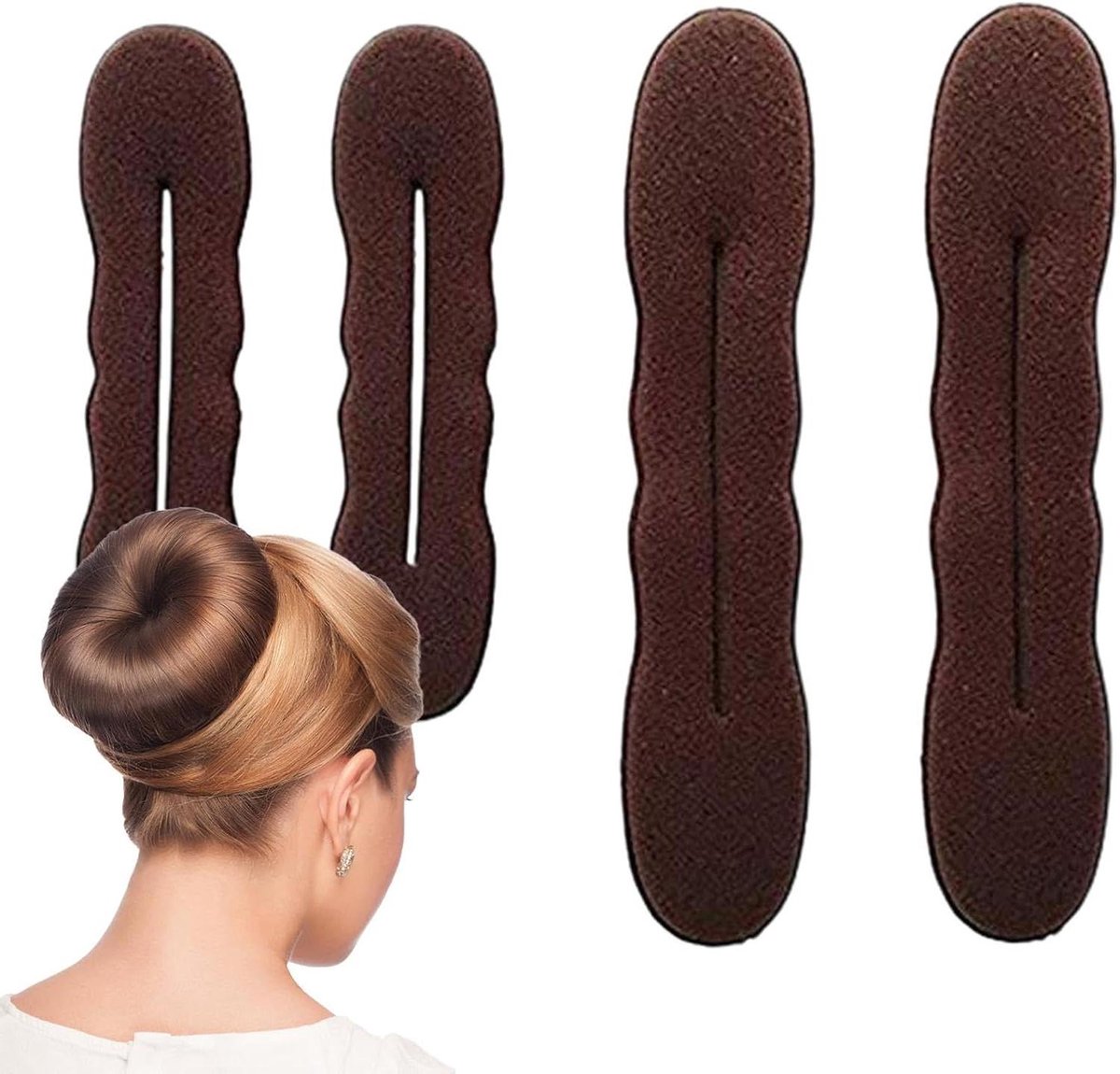Haarknotvormer Spons - Haar Bun Maker - Kapsels Maken - Draagbaar Opvouwbaar - 2 Maten - Zwart