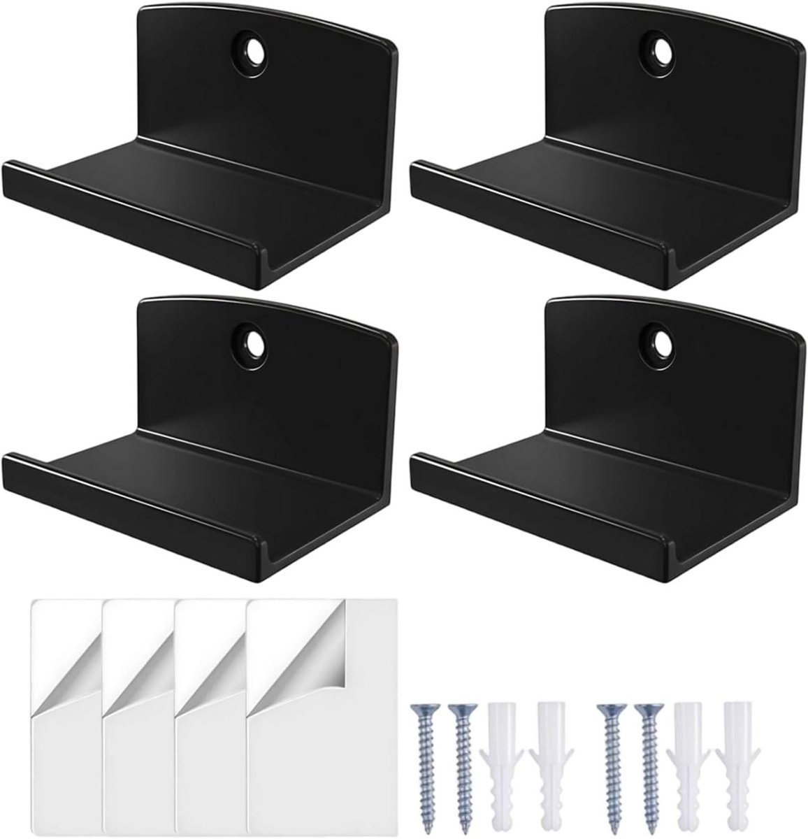 Presentatiestandaard Vinylplaten - Wandhouder Acryl - Collectie Tonen - Vochtbestendig Ontwerp - 4 Stuks - Zwart
