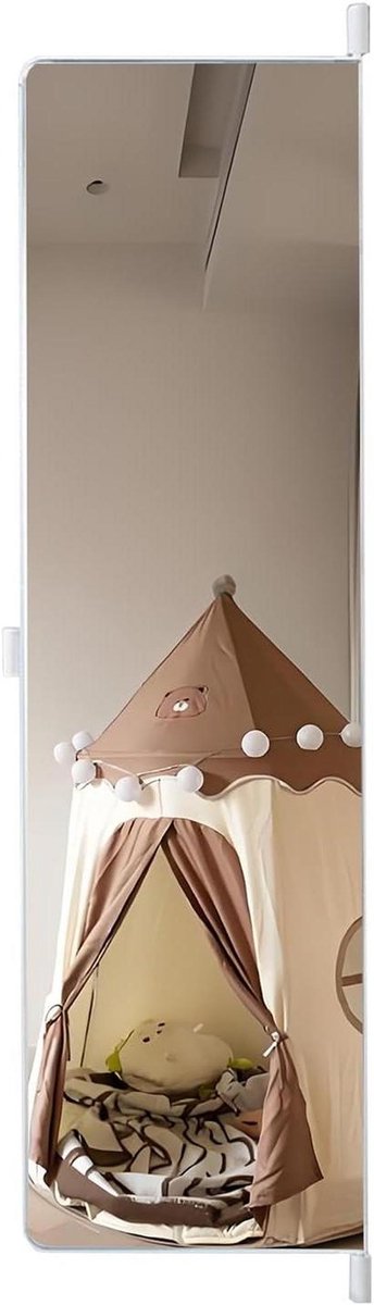 Kledingkast Spiegel - Passpiegel - Kleding Combineren - 360 Graden Draaibaar - 100x35cm - Wit