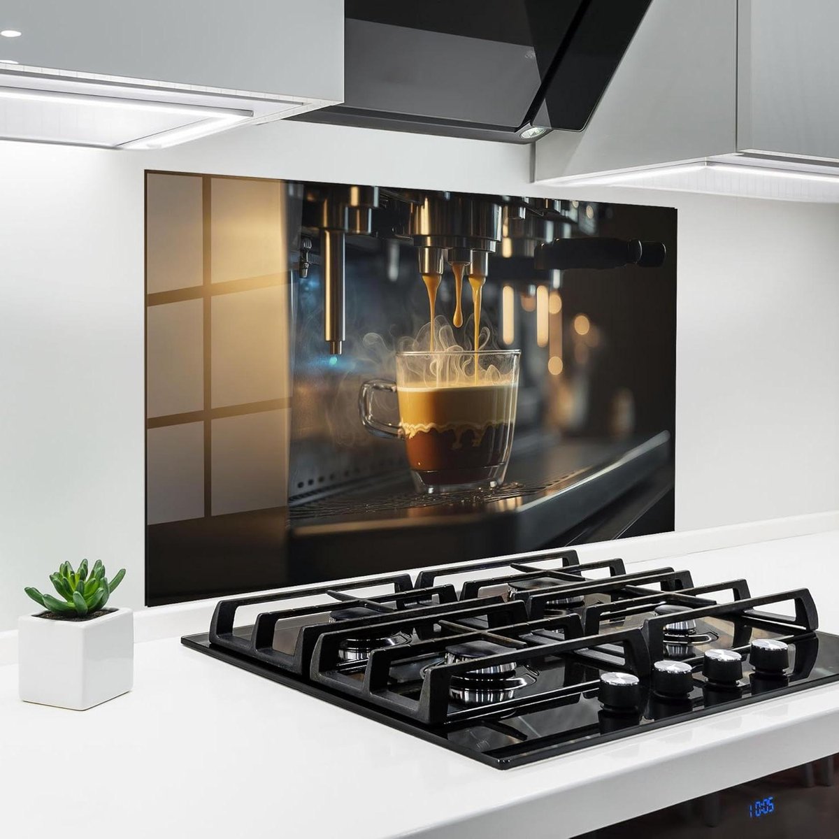Keuken achterwand - Glasplaat spatbord - Bescherming kookplaat - Hittebestendig glas - 70x100 cm - Espresso