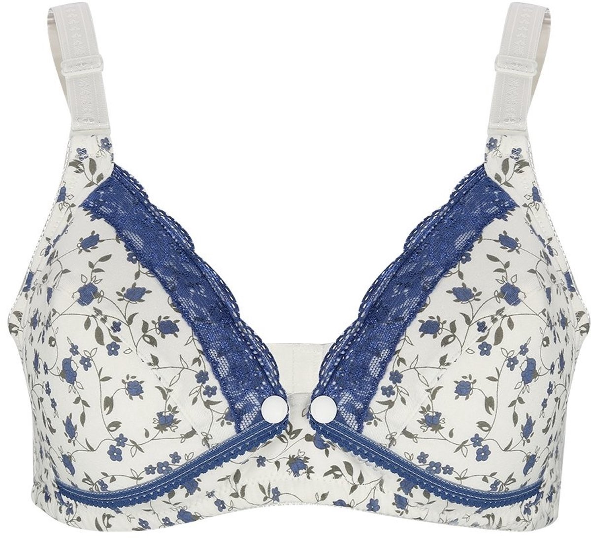 Allecto - Zerodis Draadloze Borstvoedingsbh - Zachte Katoenen Materniteit Bh - Comfortabel voor Moeders - Blauw