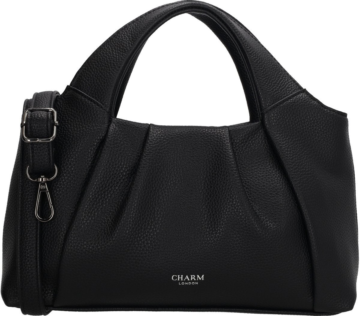 Charm London Lyon Handtas - Dames - Schoudertas - Verstelbare Schouderband - Ritssluiting - Telefoonvak - Crossbodytas - Zwart