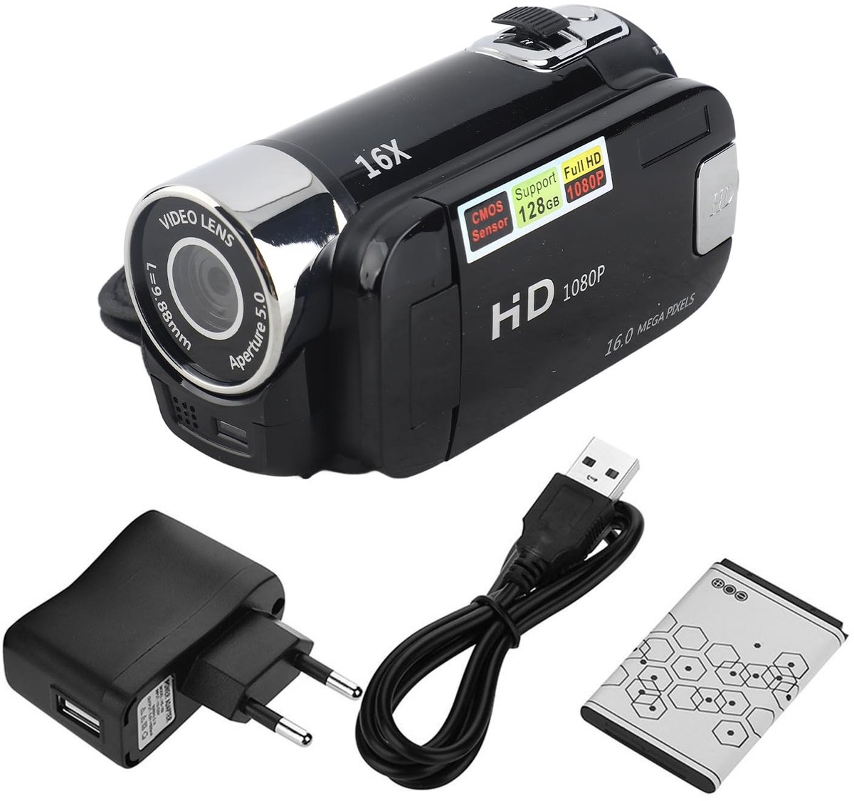 Allecto - Videocamera Camcorder - Full HD - 16X High Definition - Zwarte Digitale Camcorder - Vlogging Kamera - Geschikt voor Thuisfeest en Buitens...