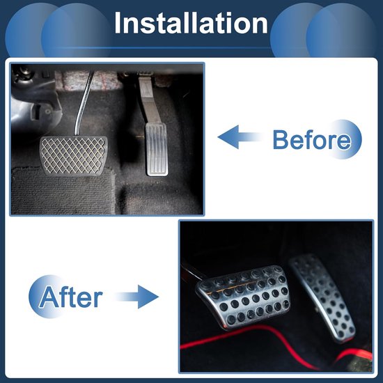 Pedaal Covers Set - Voetsteun Pedaal - Veiliger Rijden - Anti-slip Rubber - 3 Delig - Zilver — afbeelding 5