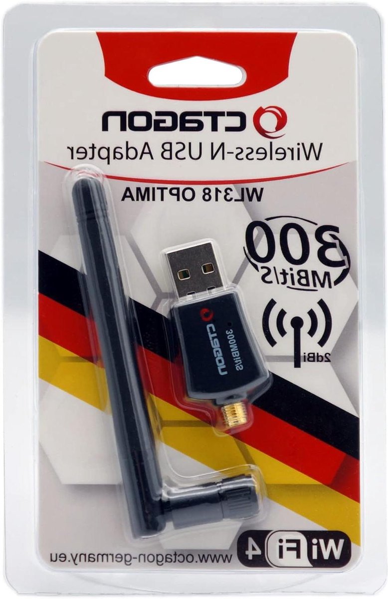 Draadloze Netwerkadapter - WiFi Stick - Internet Verbinding - 300 Mbit/s Snelheid - Compact Formaat - Zwart