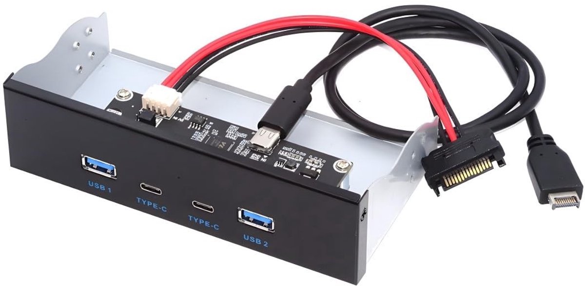 SPHProducts - USB 3.1 Type E Hub Adapter - 4 Poorten - Voor PC - USB 3.0 en USB-C - SATA Voeding - Hoogwaardige Connectiviteit - Geschikt voor Dataover...