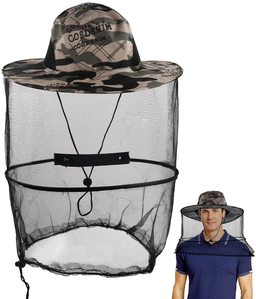 Store_9 - Imkerhoed - Opvouwbare muggenhoed - Ideaal voor buitenactiviteiten - Camouflage - Muggenbescherming - Perfect voor vissen tuinieren en ka...