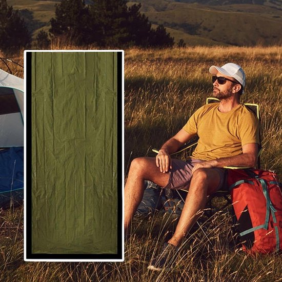 Outdoor Slaapzak - Nooddeken Reisdeken - Kamperen Avontuur - Lichaamswarmte Vasthoudend - 266x91 cm - Groen van OutDoor — afbeelding 2